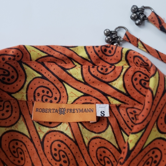 ROBERTA FREYMANN Bohemian LowCut Blouse Size Small - Picture 3 of 8